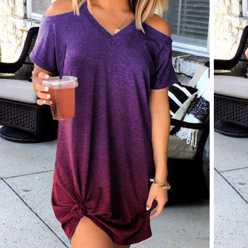 Off the shoulder v neck mini dress